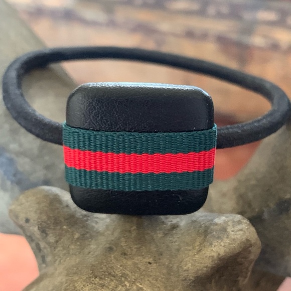 Hair Tie Black w/ Red & Green Stripe - Picture 2 of 7